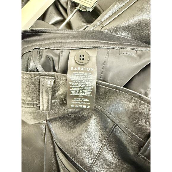 NWOT Babaton Command Mid-rise Vegan Leather Crop Trouser Pants Black Women's 6 - Picture 6 of 7